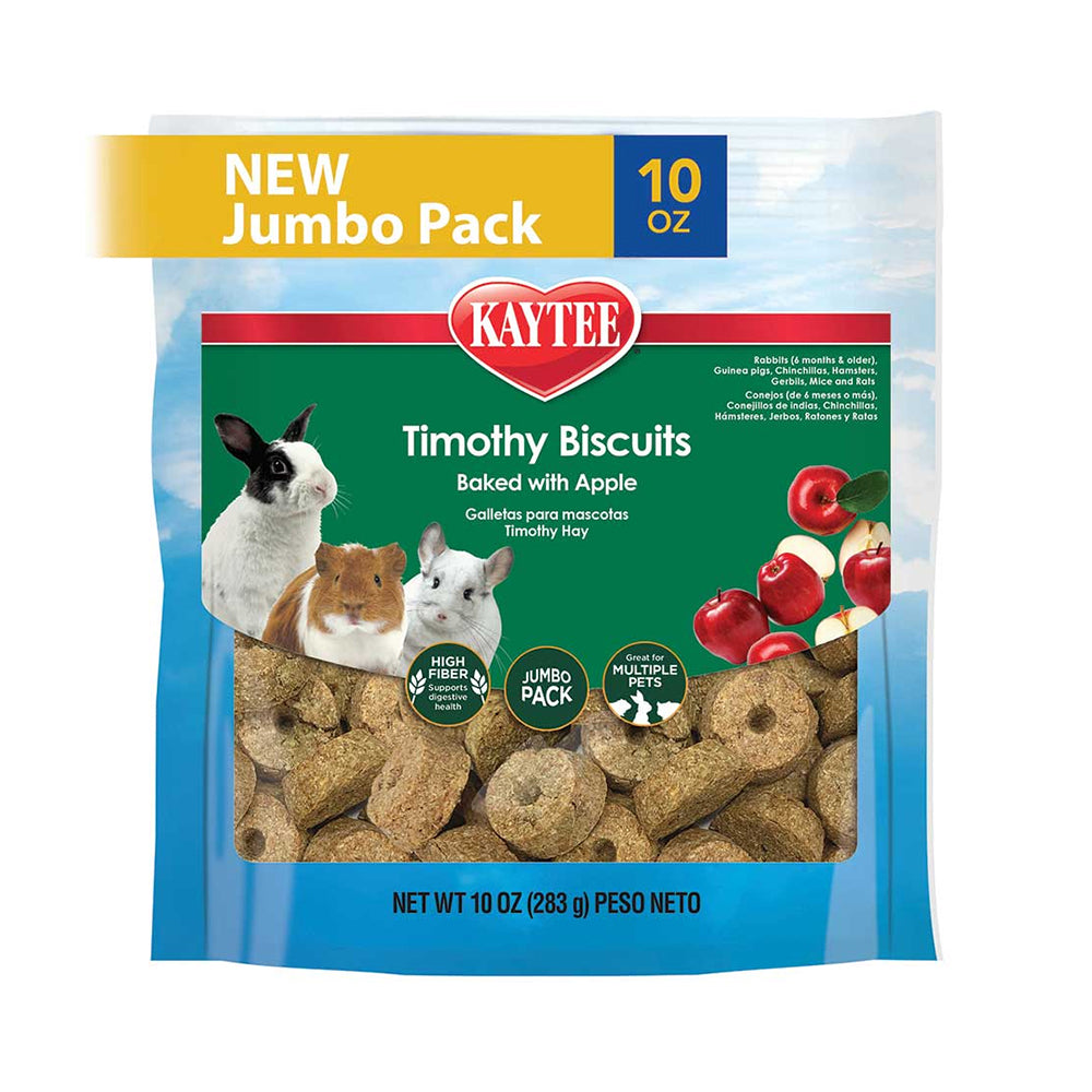 Front of Kaytee Timothy Biscuits Baked with Apple Small Animal Treats 10-oz