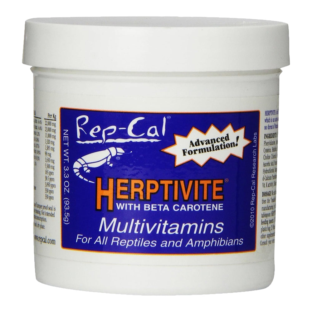 Front of Rep-Cal Research Labs Herptivite with Beta Carotene Multivitamins Reptile Supplement 3.3-oz