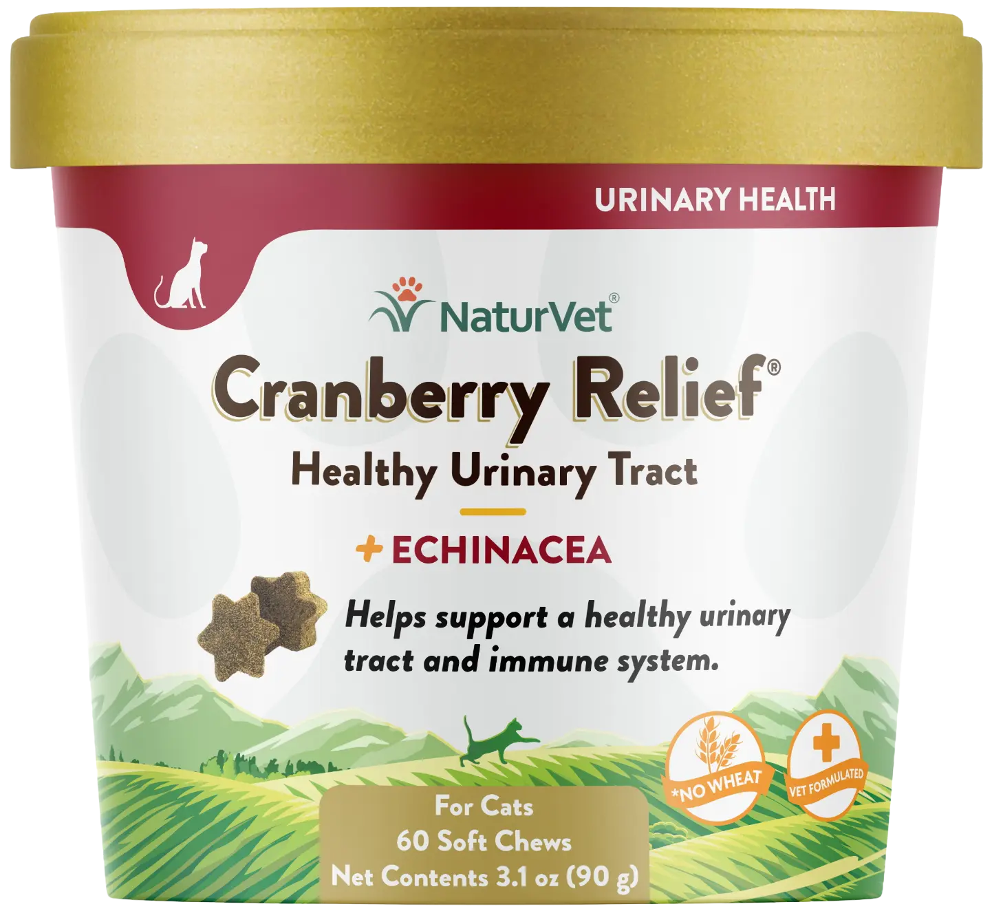 Front of NaturVet Cranberry Relief Plus Echinacea Soft Chews for Cats 60 Count 3.1-oz