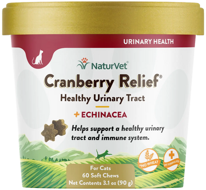 Front of NaturVet Cranberry Relief Plus Echinacea Soft Chews for Cats 60 Count 3.1-oz