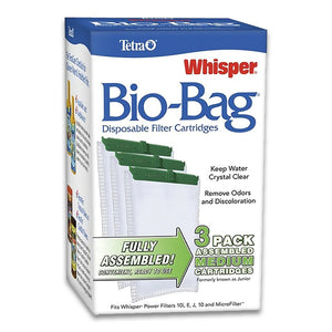 Front of Tetra Whisper Bio-Bag Disposable Filter Cartridges Medium 3 Count