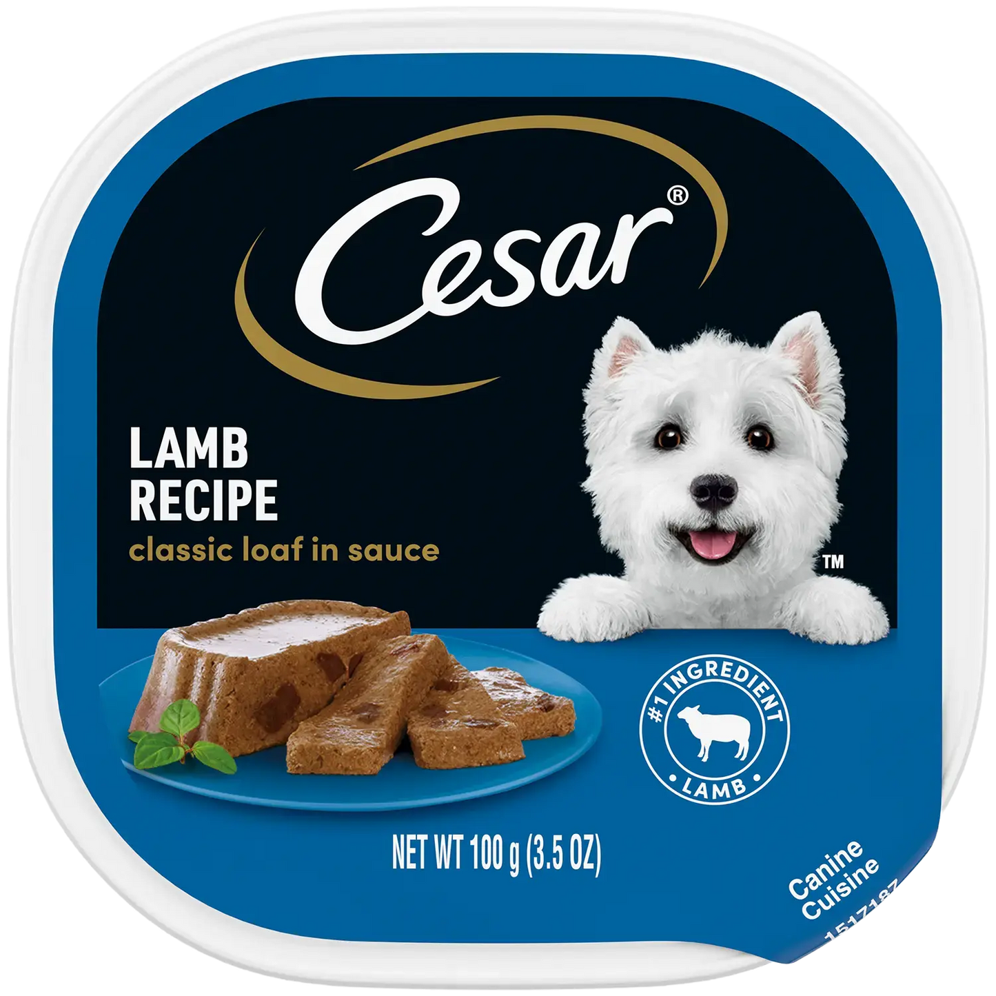 Front of Cesar Classic Loaf in Sauce Adult Wet Dog Food Lamb 3.5-oz