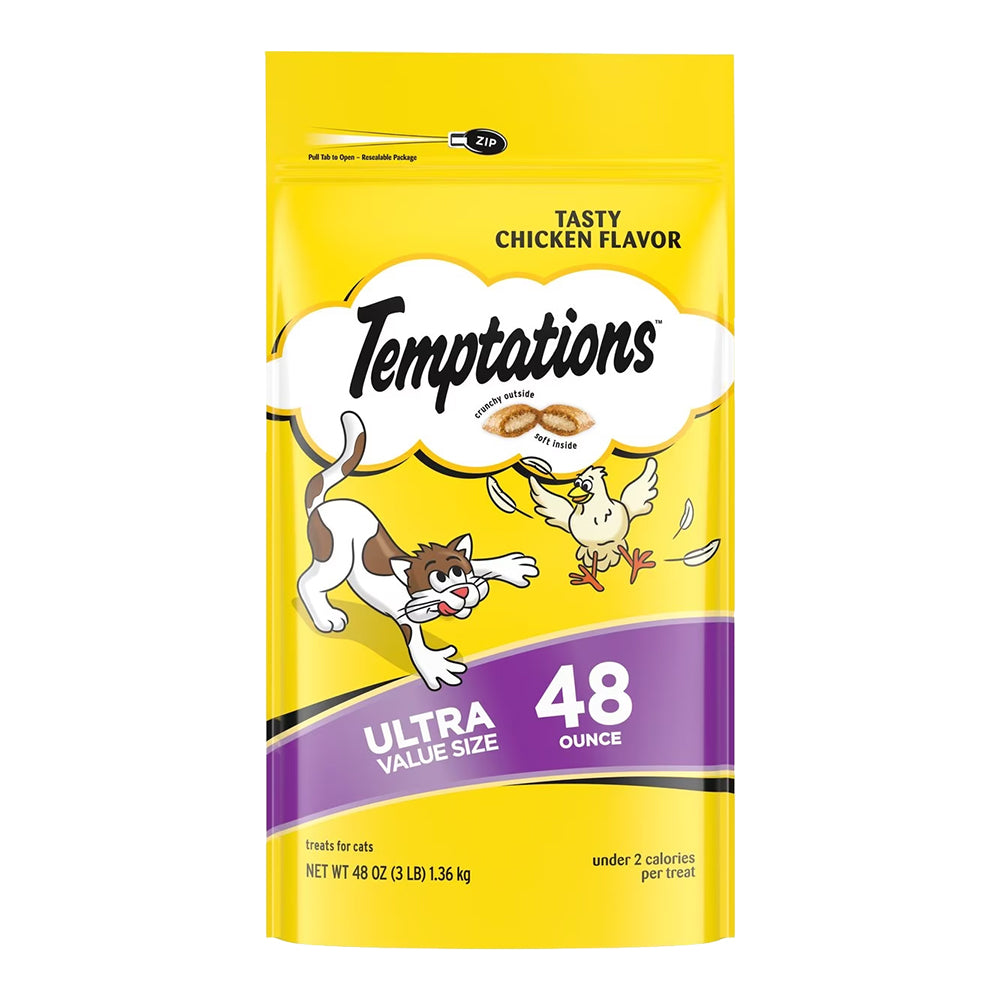 Front of Temptations Classics Crunchy & Soft Adult Cat Treats Tasty Chicken 48-oz