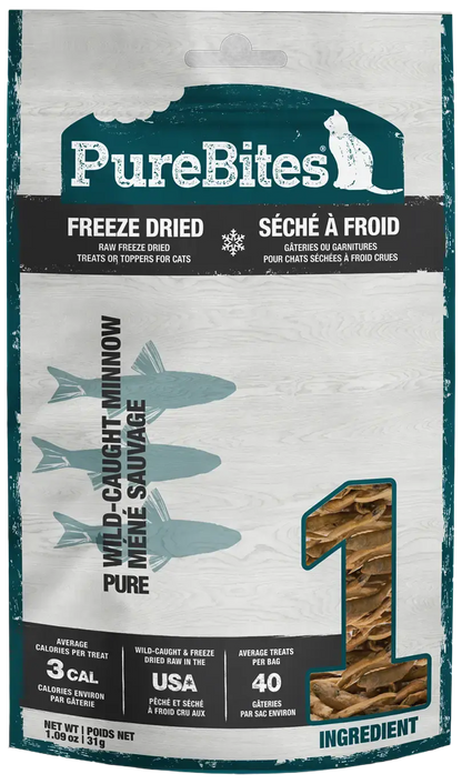 Front of PureBites Wild-Caught Minnow Freeze-Dried Pure Cat Treats 1.09-oz