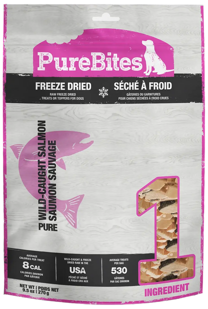 Front of PureBites Salmon Freeze-Dried Pure Dog Treats 9.5-oz