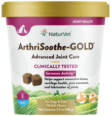 NaturVet ArthriSoothe-GOLD Level 3 Soft Chews for Dogs & Cats 70 Count 5.9-oz