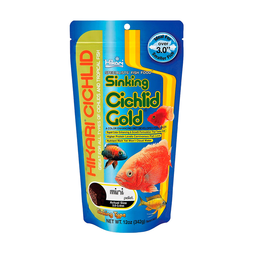 Hikari USA Cichlid Gold Sinking Mini Pellets Fish Food  12-oz, Kwik Pets