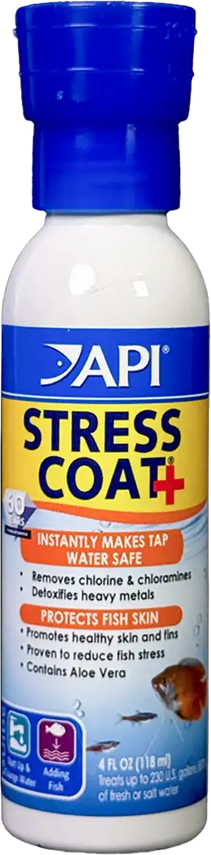 Front of API Stress Coat No Pump Remedy Aquarium Water Conditioner 4-oz