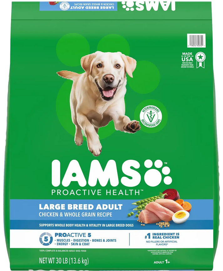 IAMS High Protein Large Breed Adult Dry Dog Food Real Chicken 30-lb