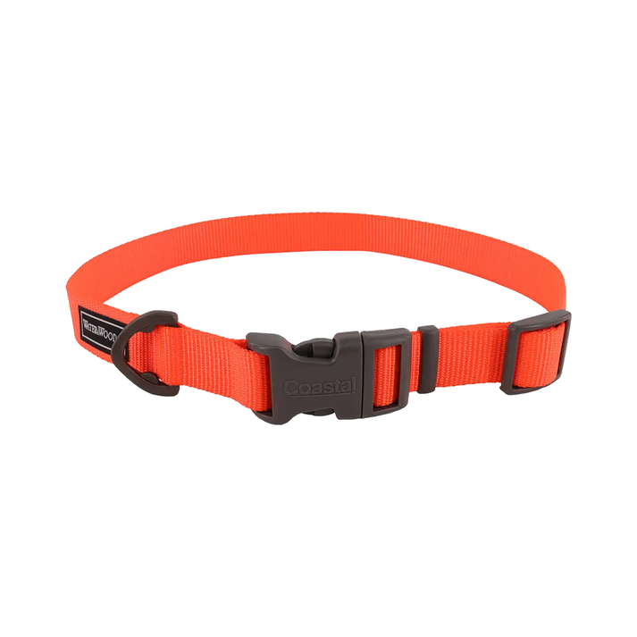 Coastal Water & Woods Adjustable Dog Collar, Safety Orange 18-26 in
