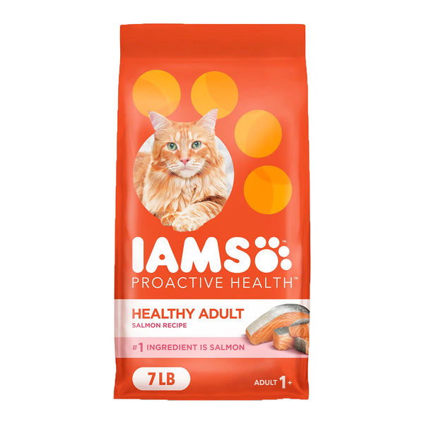 Front of IAMS Proactive Health Adult Dry Cat Food Salmon 7-lb