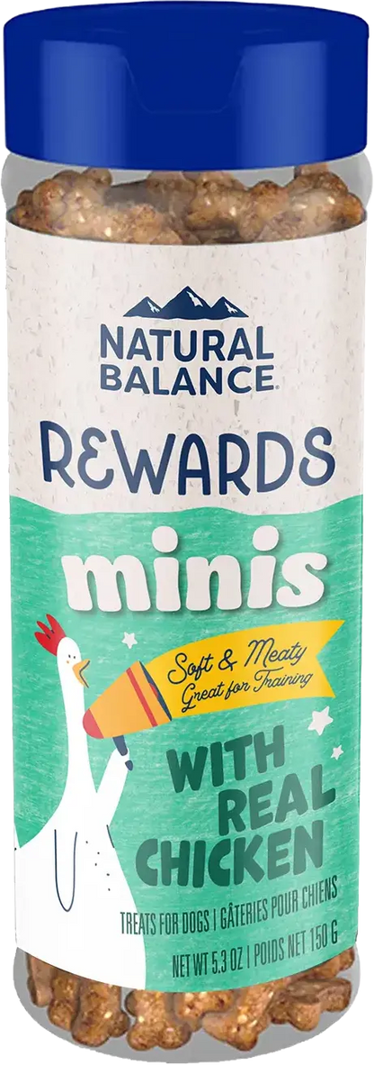 Front of Natural Balance Pet Foods Rewards Minis Soft & Meaty Dog Treats Chicken 5.3-oz