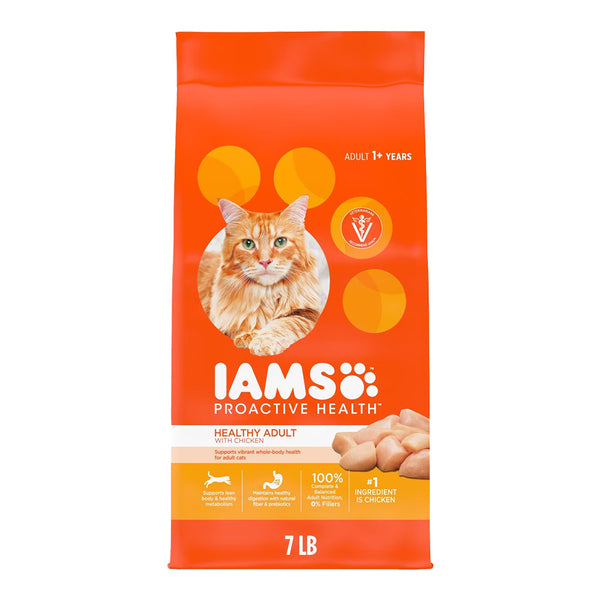 Front of IAMS Proactive Health Adult Dry Cat Food Chicken 7-lb