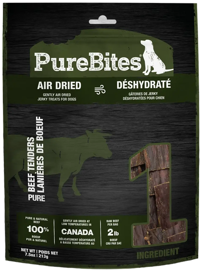 Front of PureBites Beef Tenders Air-Dried Pure Jerky Dog Treats 7.5-oz