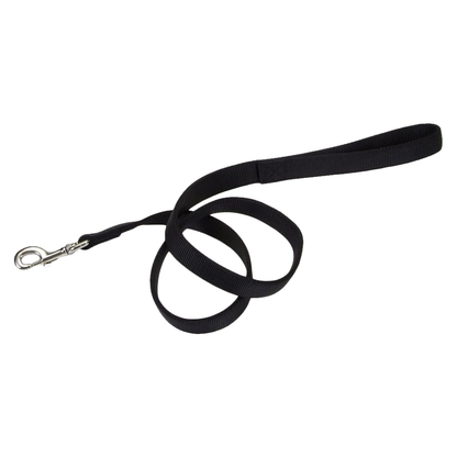 Front of Coastal Double-Ply Nylon Dog Leash Black 1 in X 6 ft