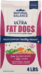 Front of Natural Balance Pet Foods Original Ultra Fat Dogs Dry Food Chicken Meal Salmon Meal & Barley 4-lb