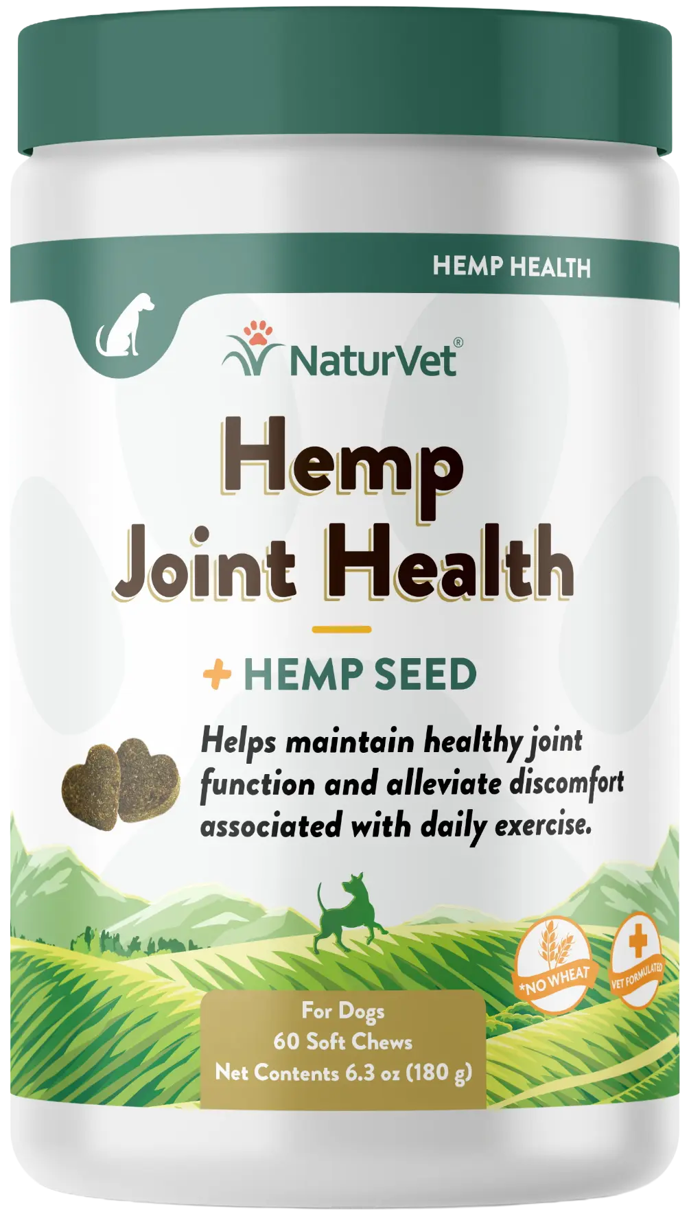 Front of NaturVet Hemp Joint Health Soft Chews for Dogs 60 Count 6.3-oz 