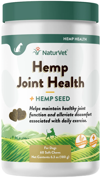 Front of NaturVet Hemp Joint Health Soft Chews for Dogs 60 Count 6.3-oz 