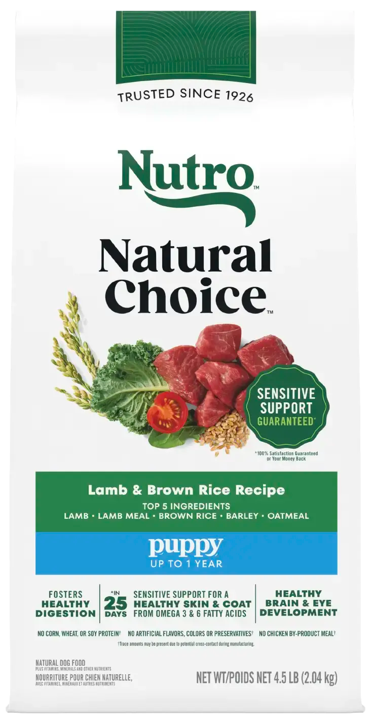 Front of Nutro Natural Choice Lamb & Brown Rice Puppy Dry Food 4.5-lb