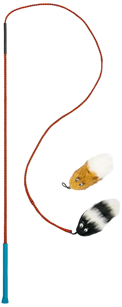 Front of Outward Hound Tail Teaser Dog Wand Toy with Refill Multicolor