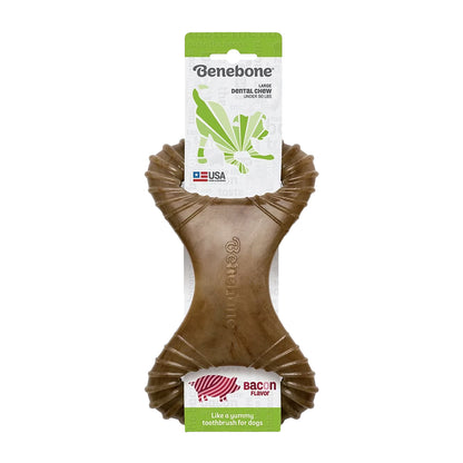 Front of Benebone Dental Chew Dog Toy Bacon Medium