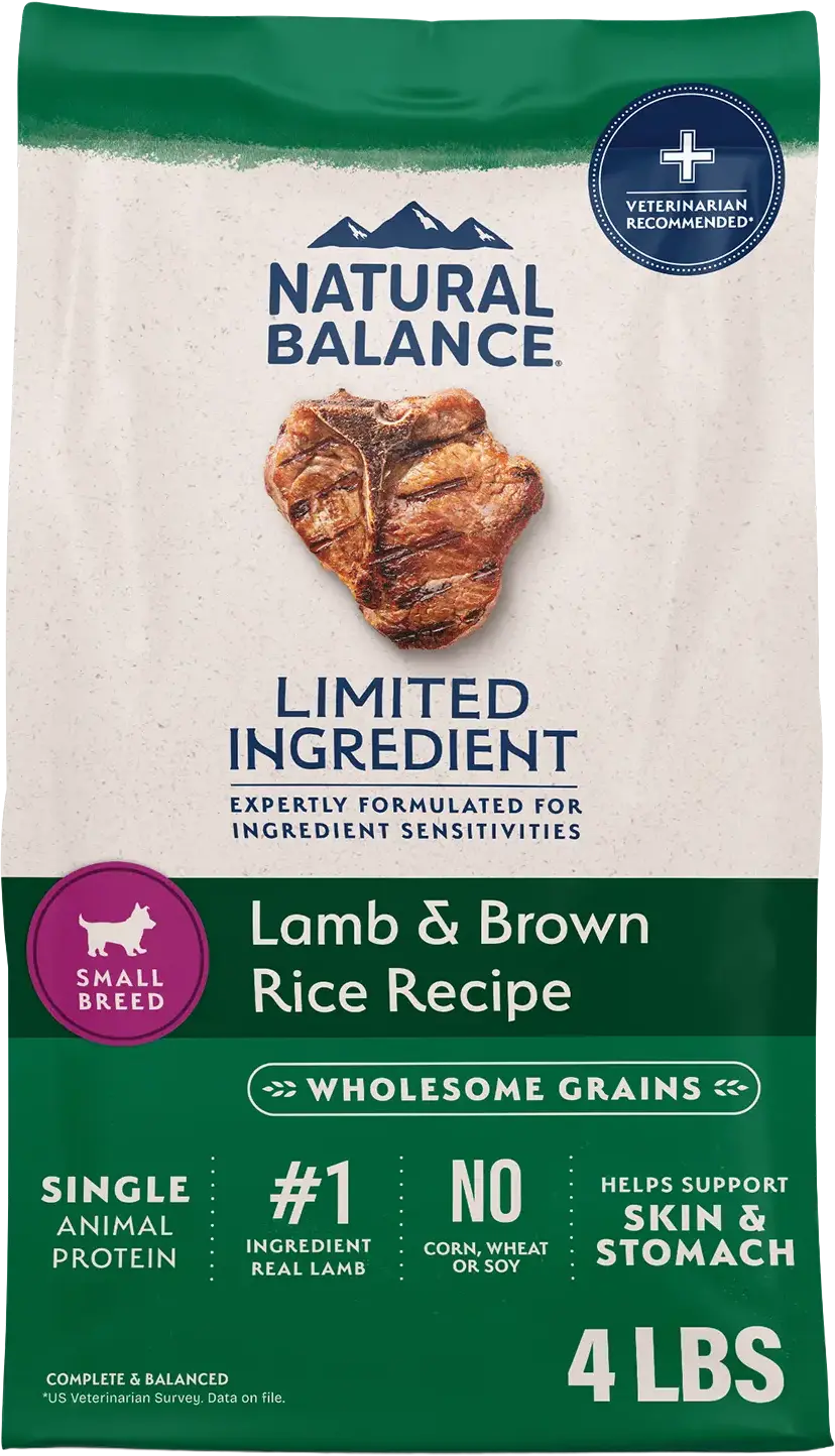 Front of Natural Balance Pet Foods Limited Ingredient Small Breed Dry Dog Food Lamb & Brown Rice 4-lb