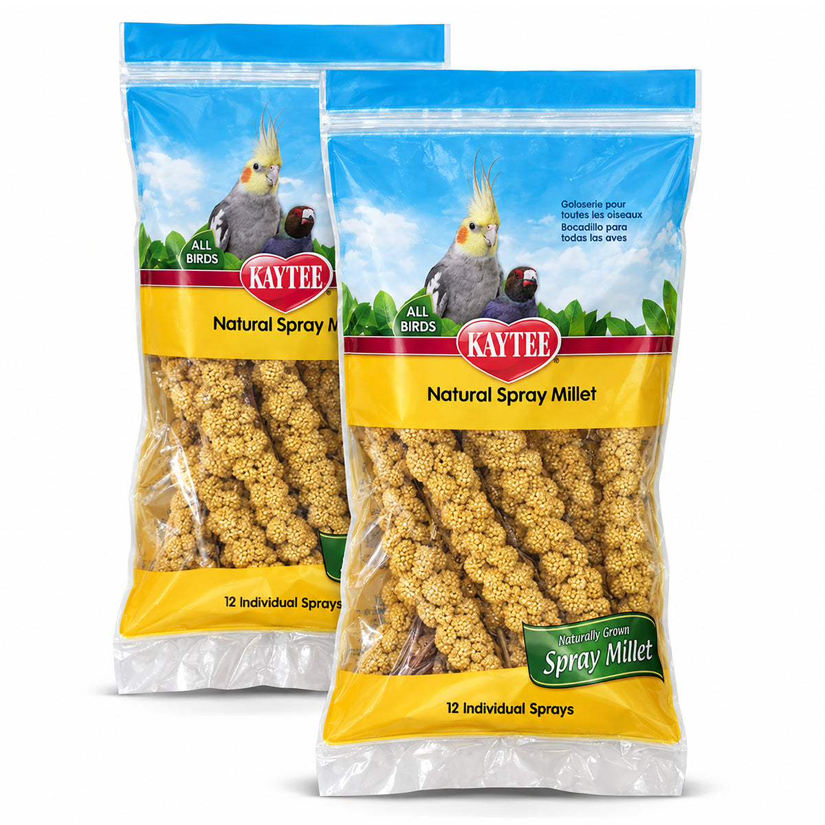 Front of Kaytee Natural Spray Millet Bird Treats 2 Pack