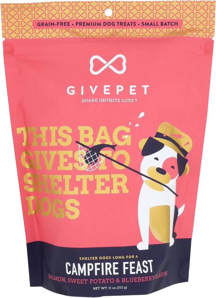 Front of Givepet Campfire Feast Grain-Free Premium Dog Treats Salmon Sweet Potato & Blueberry 11-oz