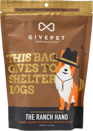 Front of Givepet The Ranch Hand Grain-Free Premium Dog Treats Bison, Baked Potato & Carrot 11-oz