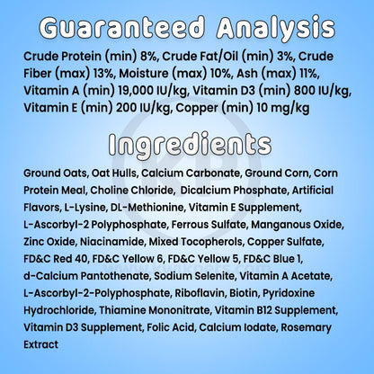 Ingredients info & Guaranteed-Analysis of Pretty Bird Large Tortoise Dry Food 3-lb