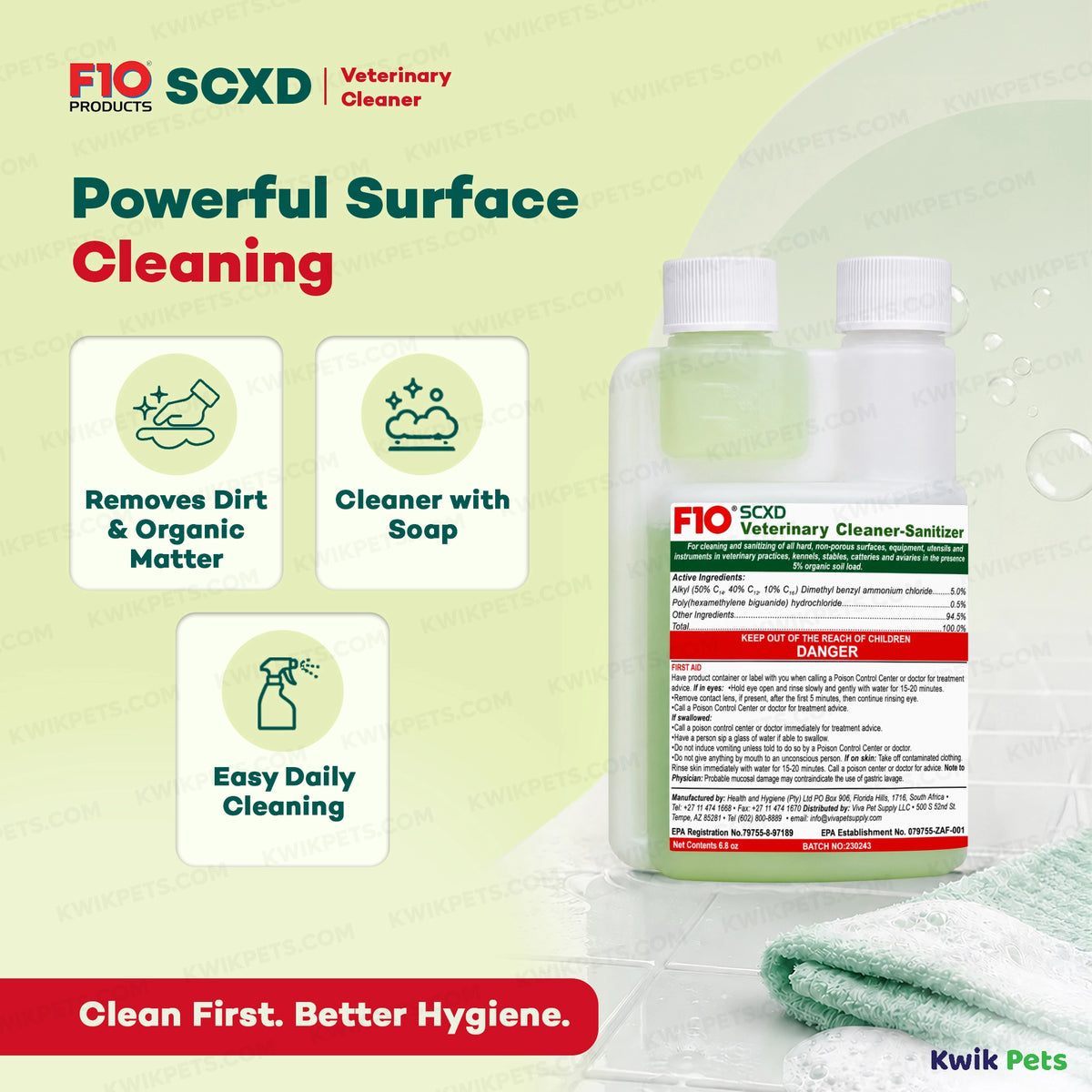 Information of F10SCXD Veterinary Cleanser – Sanitizer 200 ml