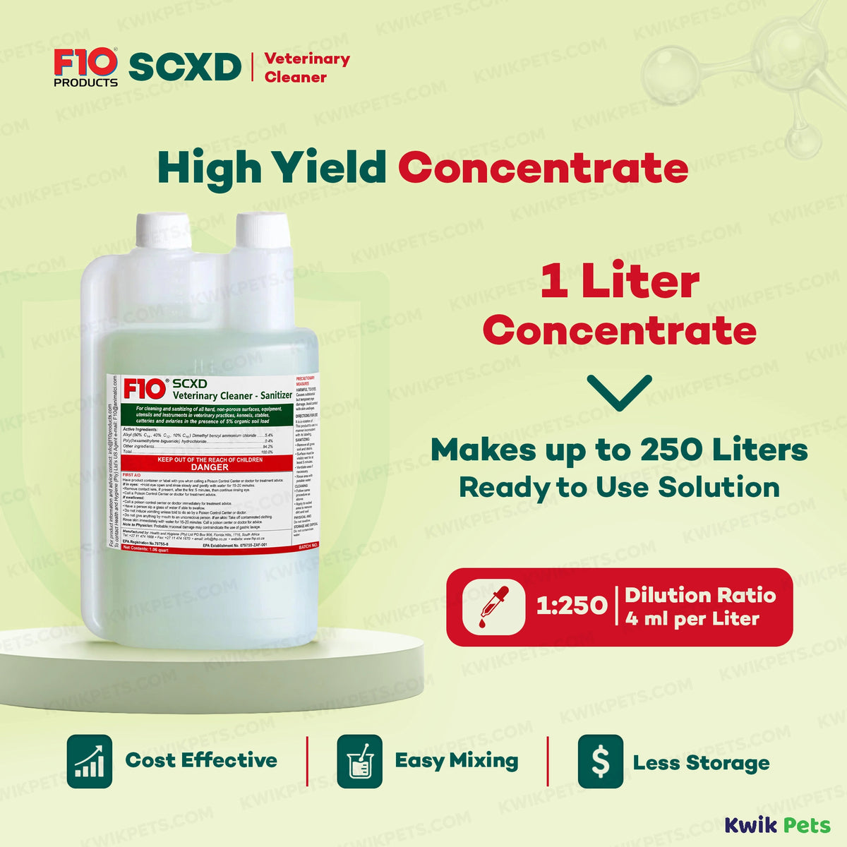Information of F10SCXD Veterinary Cleanser – Sanitizer 1 liter