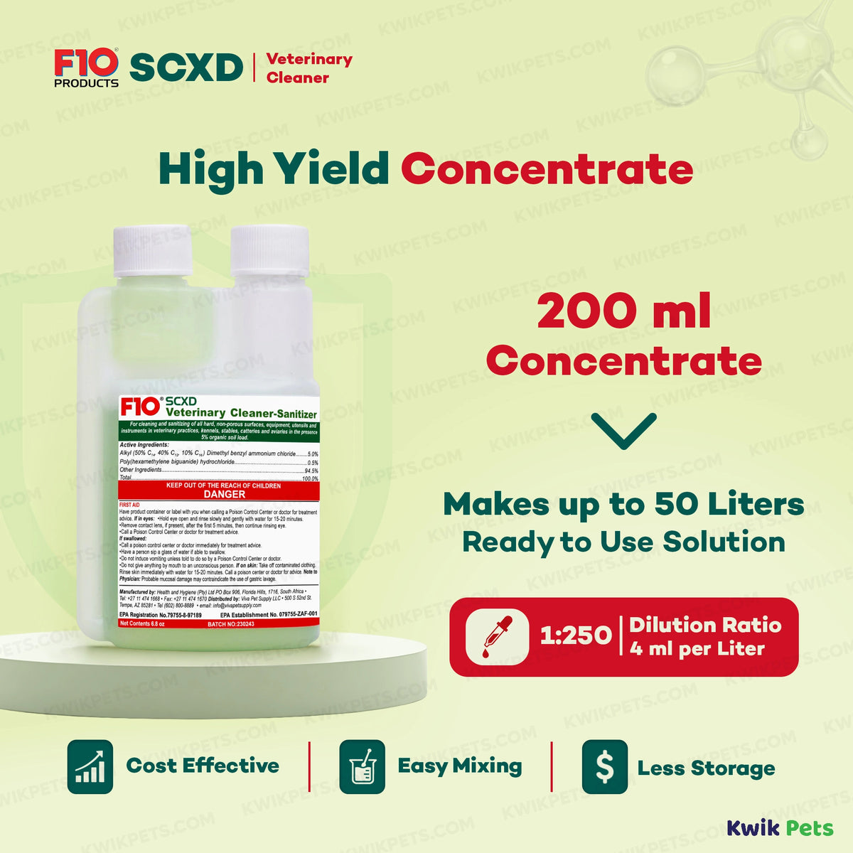 Information of F10SCXD Veterinary Cleanser – Sanitizer 200 ml