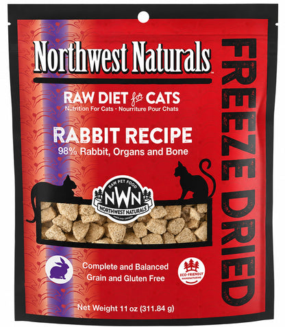 Front of Northwest Naturals Freeze Dried Raw Diet Cat Food Rabbit Recipe 11-oz