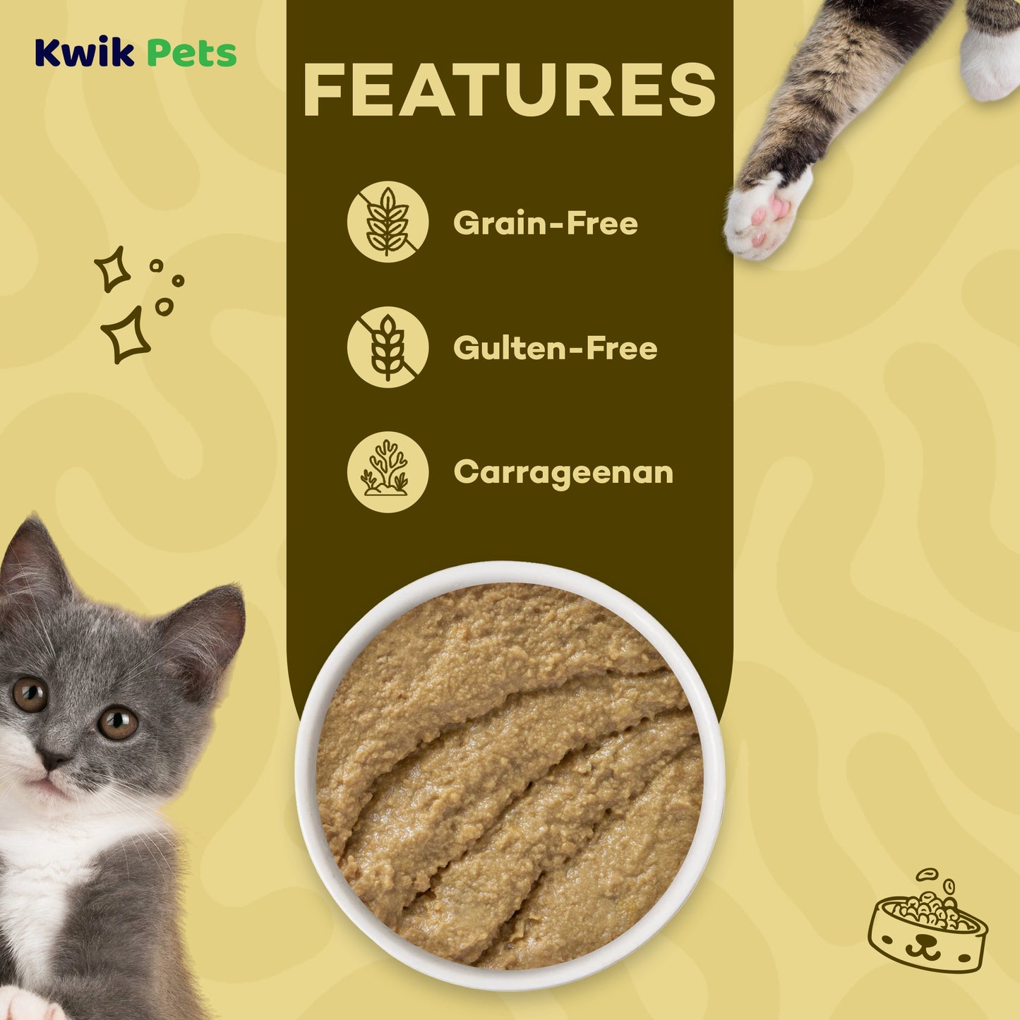 Features of B.F.F. PLAY Paté Chicken & Turkey Topsy Turvy Dinner in a Hydrating Purée Wet Cat Food 2.8-oz