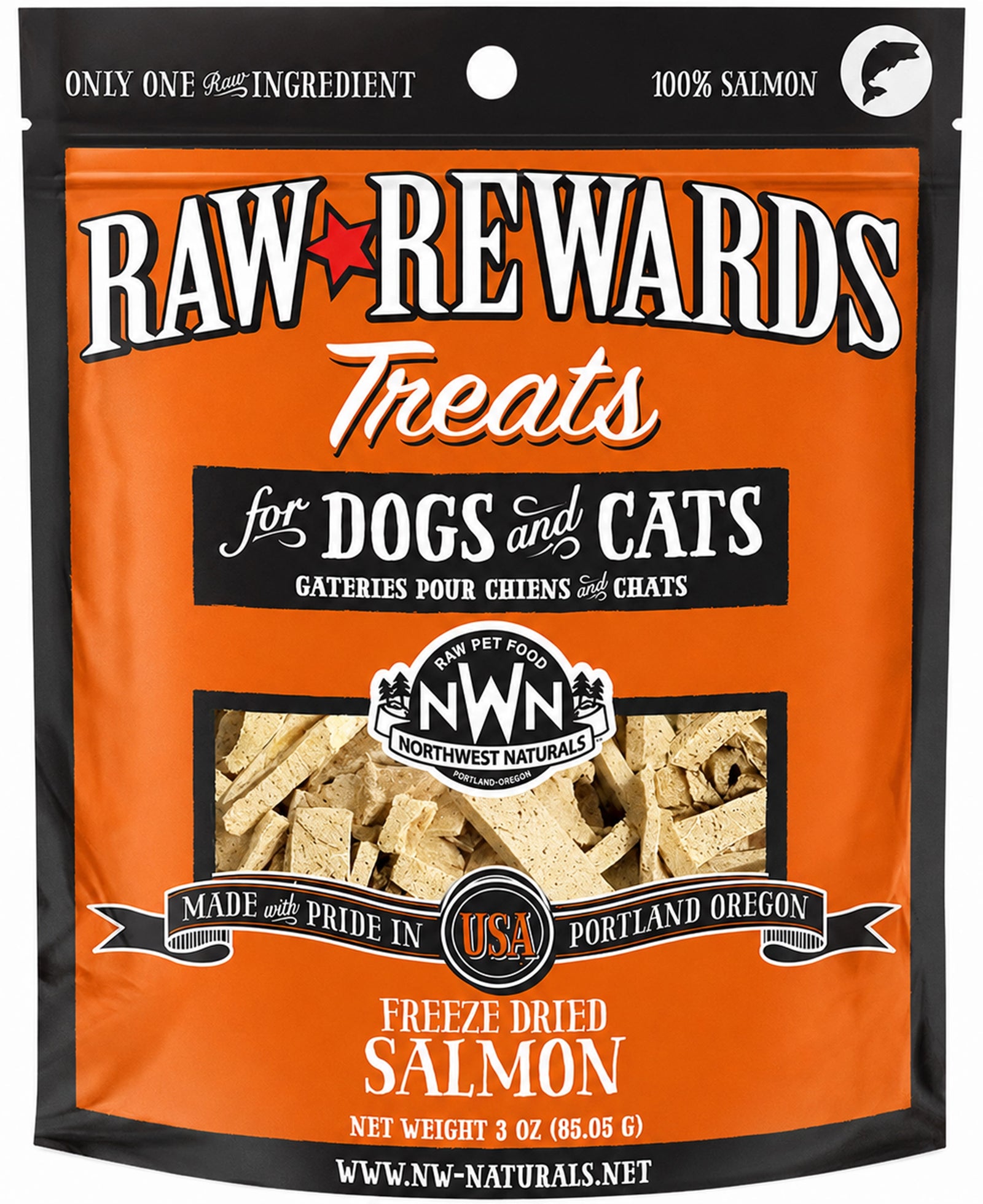 Front of Northwest Naturals Raw Rewards Freeze Dried Dog & Cat Treats Salmon 2.5-oz