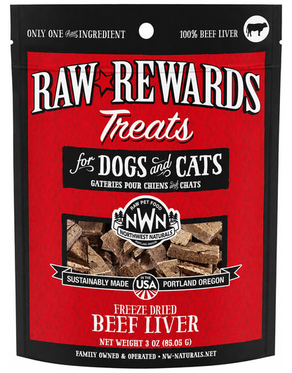 Front of Northwest Naturals Raw Rewards Freeze Dried Dog & Cat Treats Beef Liver 3-oz