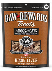 Northwest Naturals Raw Rewards Freeze Dried Dog & Cat Treats Bison Liver 3-oz