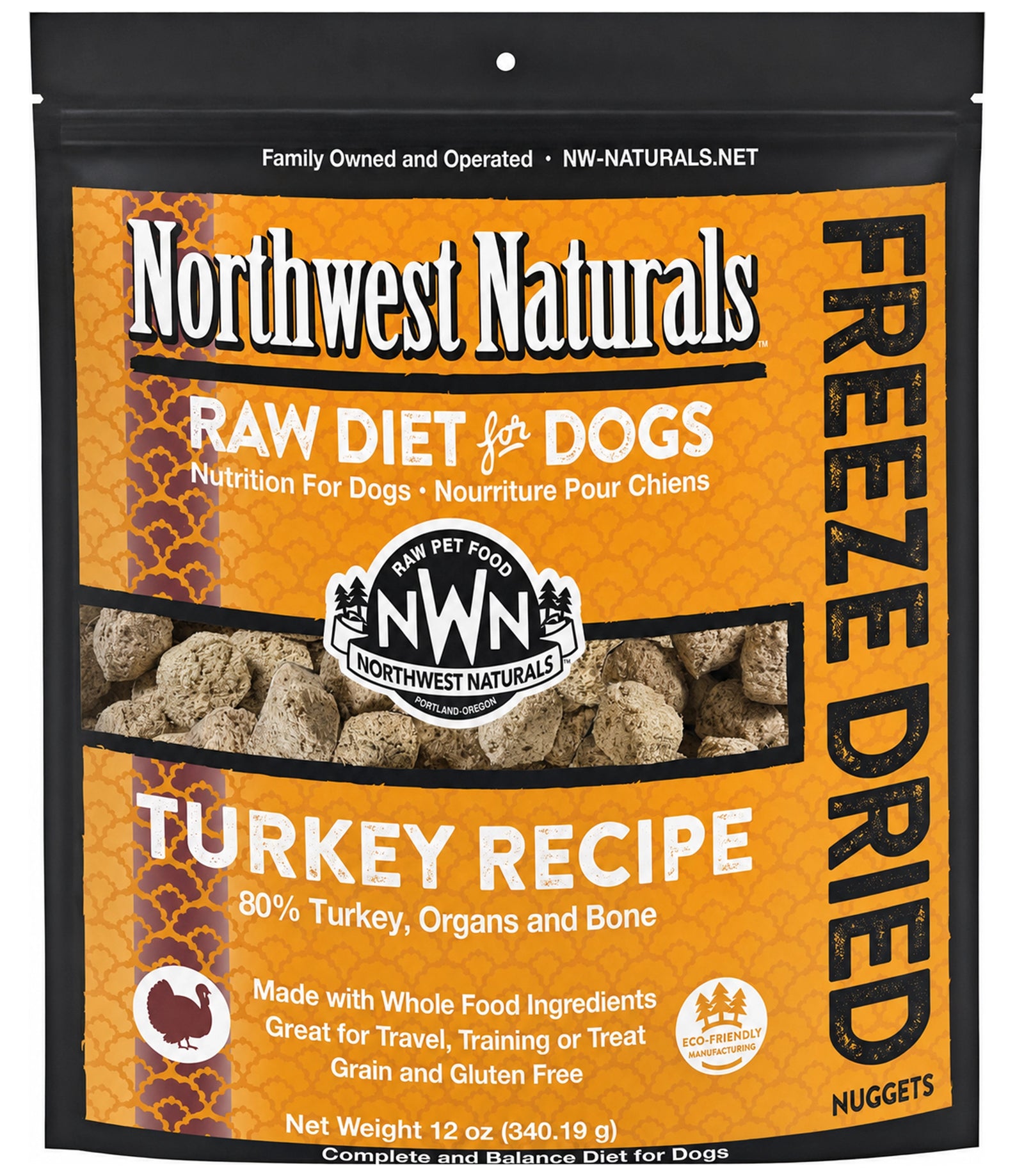 Front of Northwest Naturals Freeze Dried Raw Diet Dog Food Chicken Recipe 12-oz