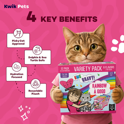 Key Benefits of Weruva B.F.F. OMG Rainbow À Gogo Variety Pack Wet Cat Food 3-oz Pouches 12 Count