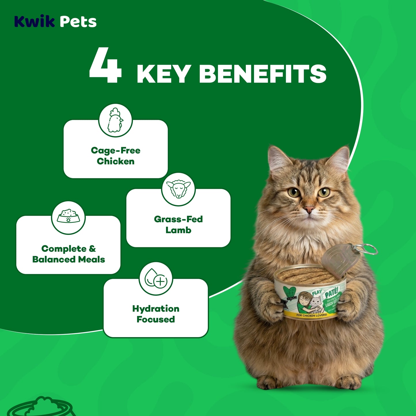 Key Benefits of Weruva B.F.F. PLAY Paté Chicken & Lamb Laugh Out Loud Dinner in a Hydrating Purée Wet Cat Food 5.5-oz