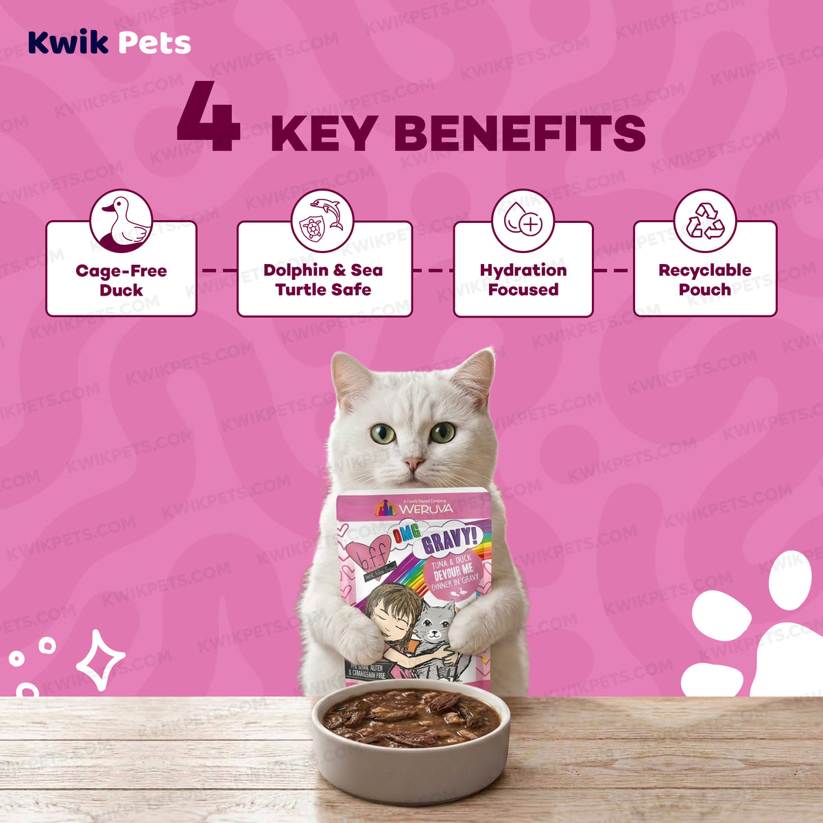 Benefits of Weruva B.F.F. OMG Tuna & Duck Devour Me Dinner in Gravy Wet Cat Food Pouches 3-oz