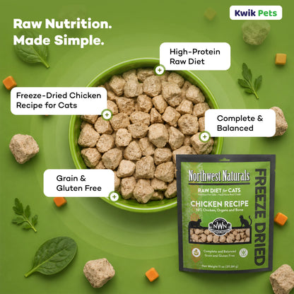 Feature of Northwest Naturals Freeze Dried Raw Diet Cat Food Chicken Recipe 11-oz