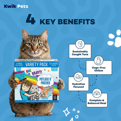 Key Benefits of Weruva B.F.F. OMG Potluck O' Pouches Variety Pack Wet Cat Food 2.8-oz Pouches 12 Count