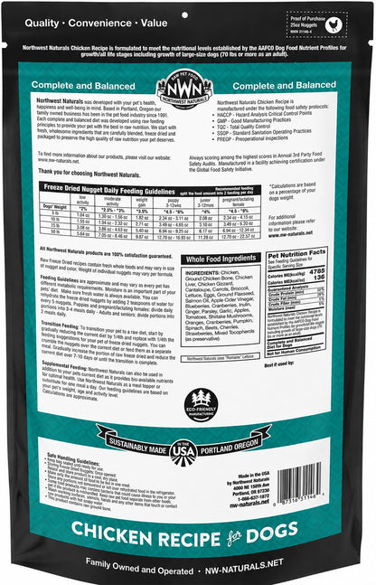 Back of Northwest Naturals Freeze Dried Raw Diet Dog Food Chicken Recipe 25-oz