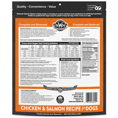Back of Northwest Naturals Freeze Dried Raw Diet Dog Food Chicken & Salmon Recipe 12-oz
