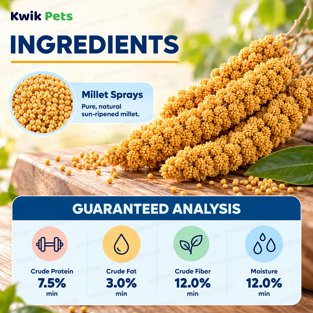 Ingredients info of Kaytee Natural Spray Millet Bird Treats 2 Pack