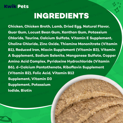 Ingredients info of Weruva B.F.F. PLAY Paté Chicken & Lamb Laugh Out Loud Dinner in a Hydrating Purée Wet Cat Food 5.5-oz
