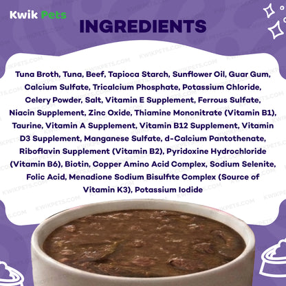 Nutrition of Weruva B.F.F. OMG Tuna & Beef Baby Cakes Dinner in Gravy Wet Cat Food Pouches 3-oz