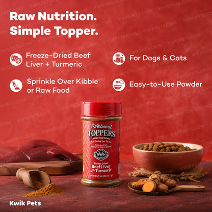Features of Northwest Naturals Functional Freeze Dried Dog & Cat Food Topper Beef Liver with Turmeric 4.5-oz